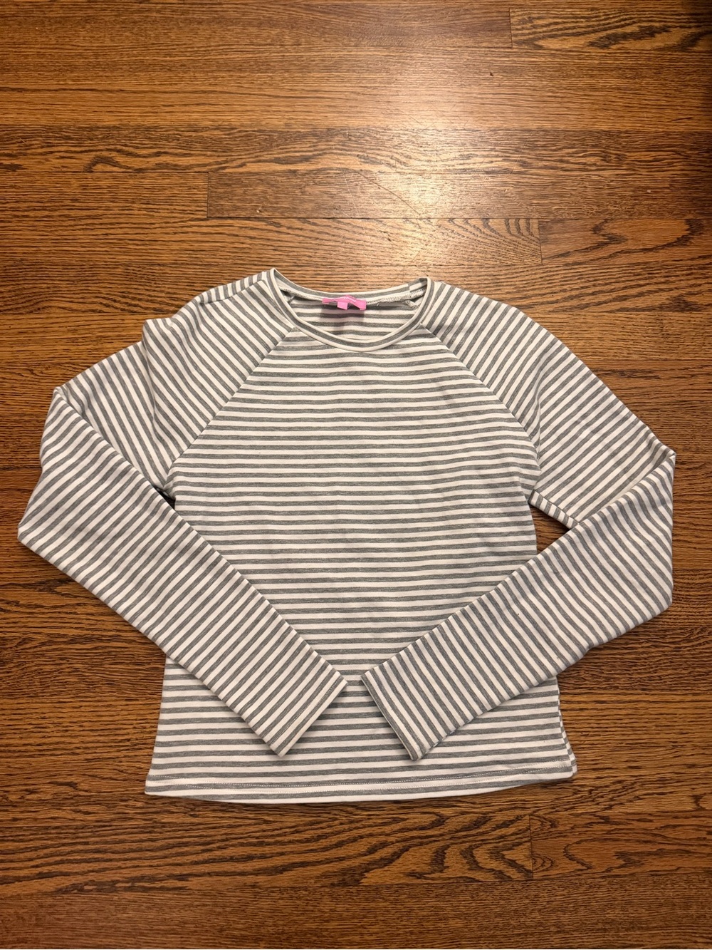 Edikted Gray & White Striped Long Sleeve Top